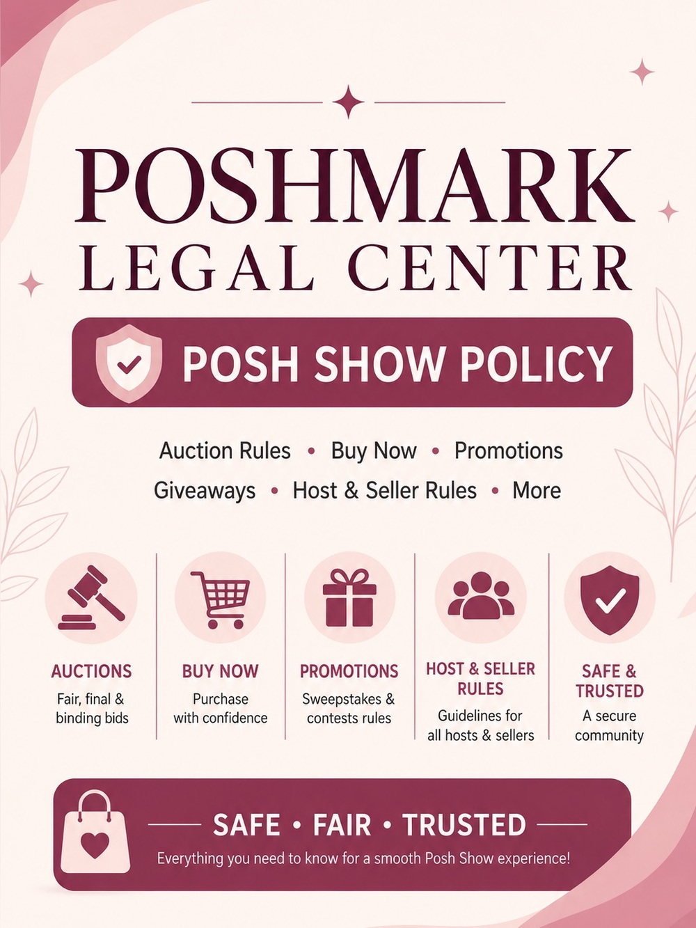 AJ SouthernCharm LLC LIVE SHOW GUIDE | POSHMARK’S POSH SHOW POLICY GUIDE